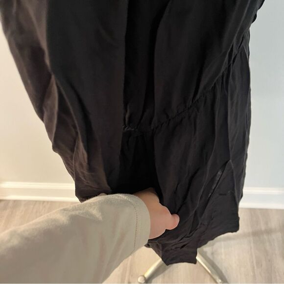 Splendid Black Rayon Voile Drape Dress Long Sleeve V-Neck Size Large - Picture 6 of 7